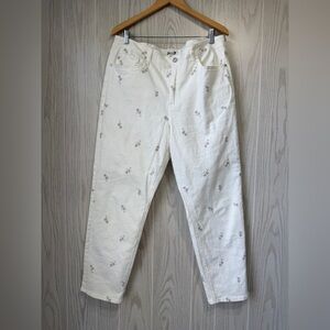Seven7 White Floral Embroidered Ankle Jeans Size 16